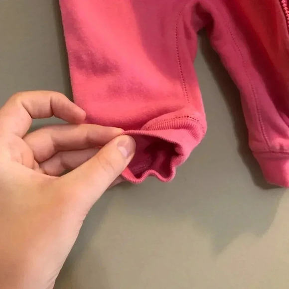 ROOTS Canada Baby Infant Pink Fleece Sweater Zip One Piece Sz 3 - 6 Months S - Picture 2 of 9